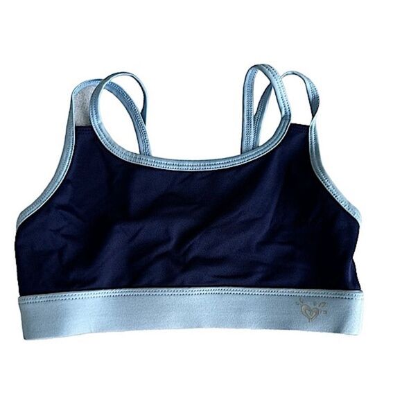 🌴 Justice Active Two Tone Blue Strappy Sports Bra Girls 28 - Picture 1 of 8